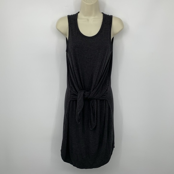 Susana Monaco tie front knit shift dress heather charcoal gray stretch Medium - Picture 1 of 5